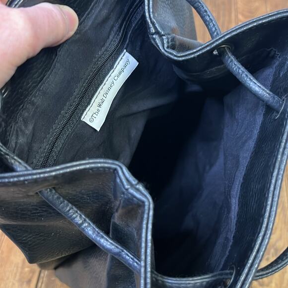 Vintage 90s Mickey Mouse large black leather backpack Disney - Picture 11 of 11